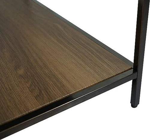 Table with Drawers ,Nightstand with Drawers and Shelf, Metal Frame End Table