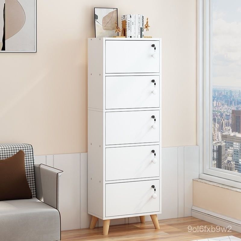 White 5-Tier Lockable Storage Cabinet with Keyed Compartments