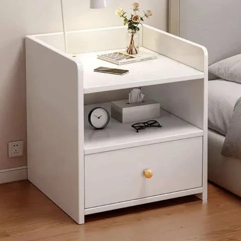 Modern Minimalist 1-Drawer Bedside White )