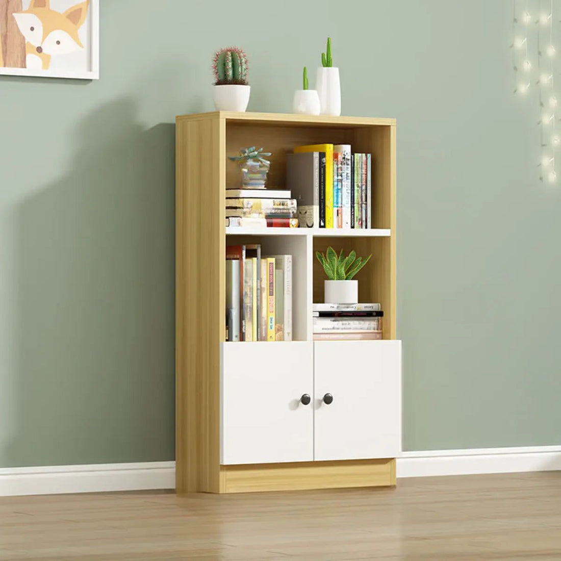Brown & White Vertical Modern Storage Bookcase