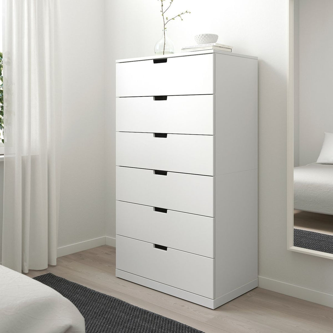 White 6-Drawer Tallboy Chest of Drawers