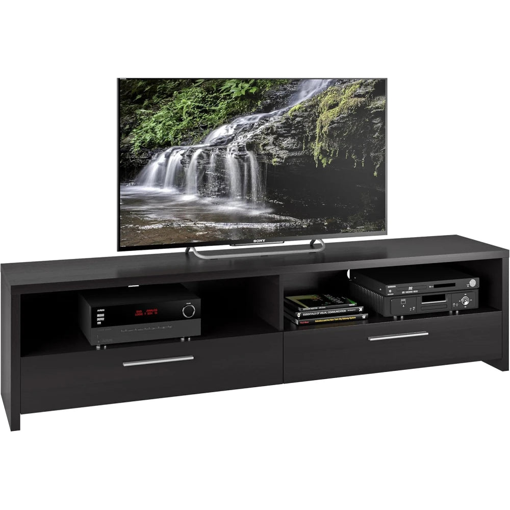 RAZBY – Wooden Open Shelf and Drawers TV Stand