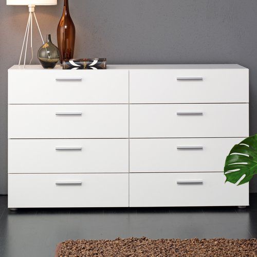 Pure White 8-Drawer Double Chest of Drawers