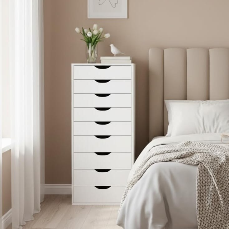Compact Slim 9-Drawer Storage Chest of Drawers
