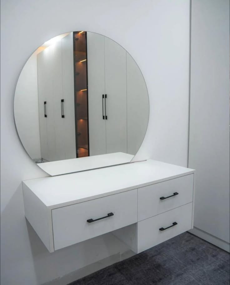 Built-In Style Floating Dressing Console for Walk-In Closets