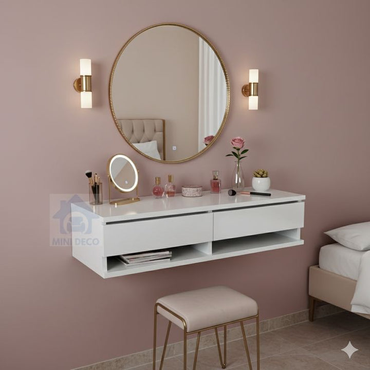 Wall-Mounted Dressing Table with Bottom Cubby Storage