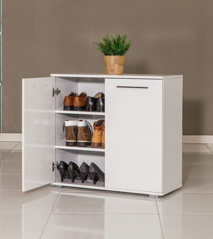 Minimalist White Hallway Footwear Storage Console
