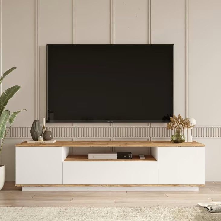 Modern Two-Tone Low-Profile Media Stand for Living Room