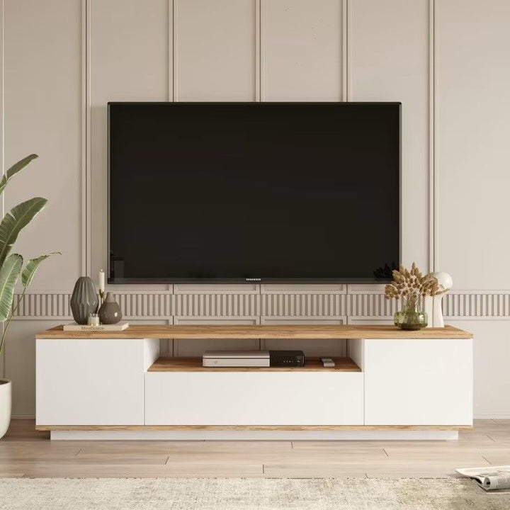 Modern Two-Tone Low-Profile Media Stand for Living Room