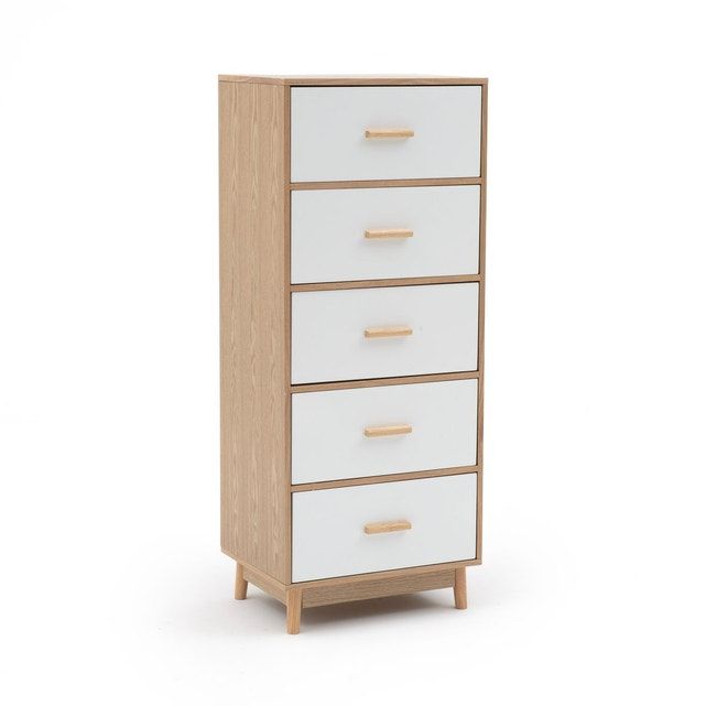 Retro Nordic 5-Drawer Narrow Chest of Drawers