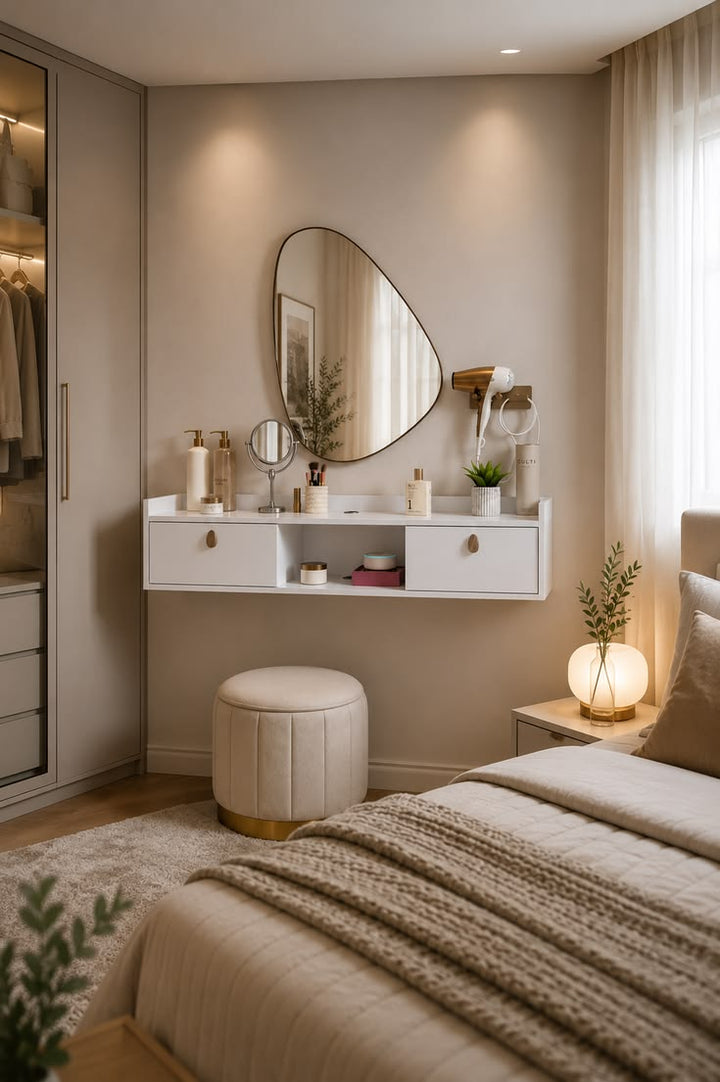 Two-Drawer & Center-Nook Wall-Hung Vanity Console