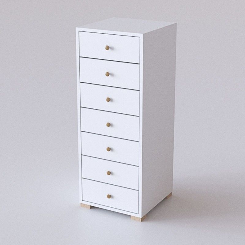 Pure White 7-Drawer Slim Highboy Chest of Drawers